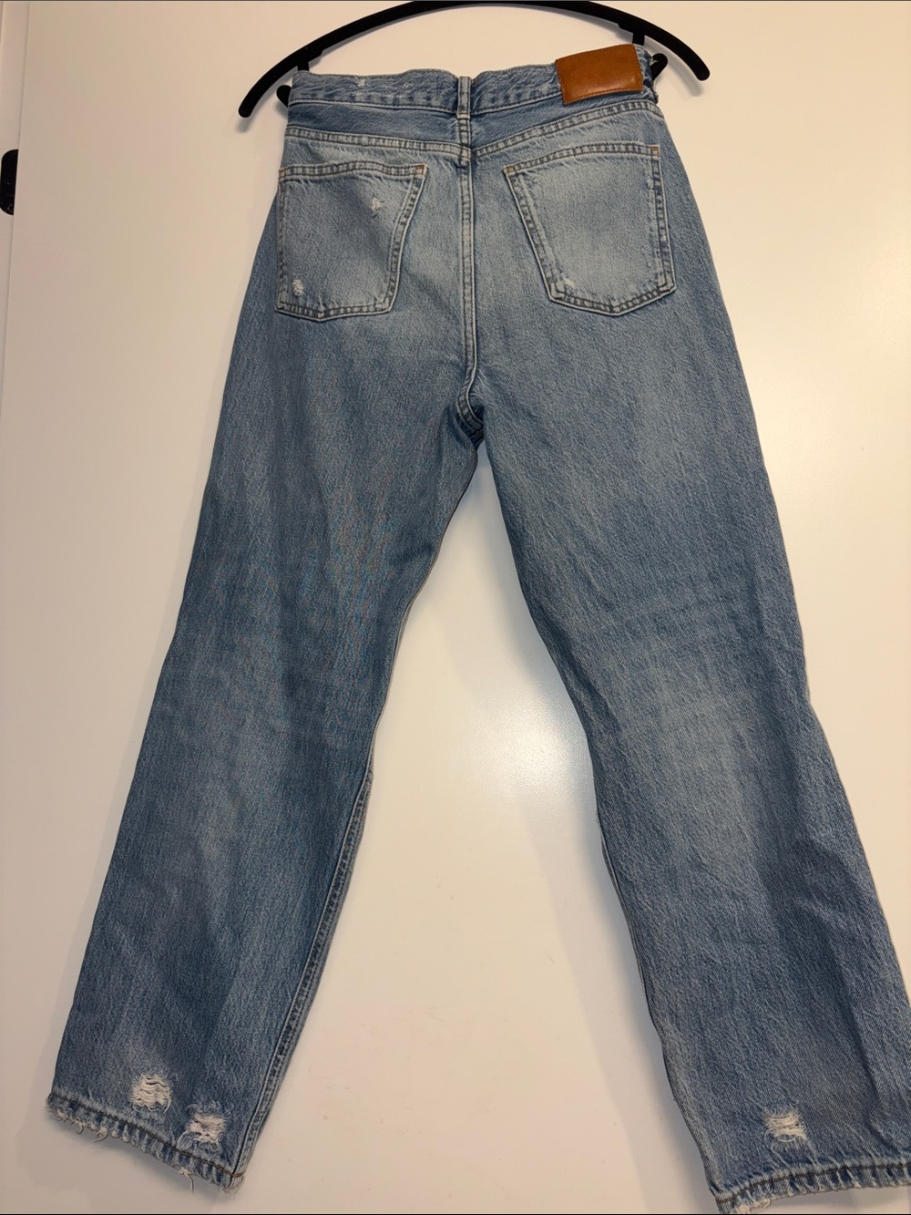 Zara Light Blue Ripped Straight-Leg Jeans - Picture 3 of 3